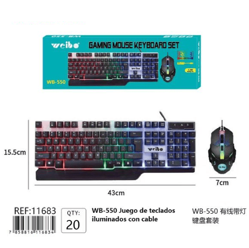 Set Teclado y Ratón Luminoso con Cable